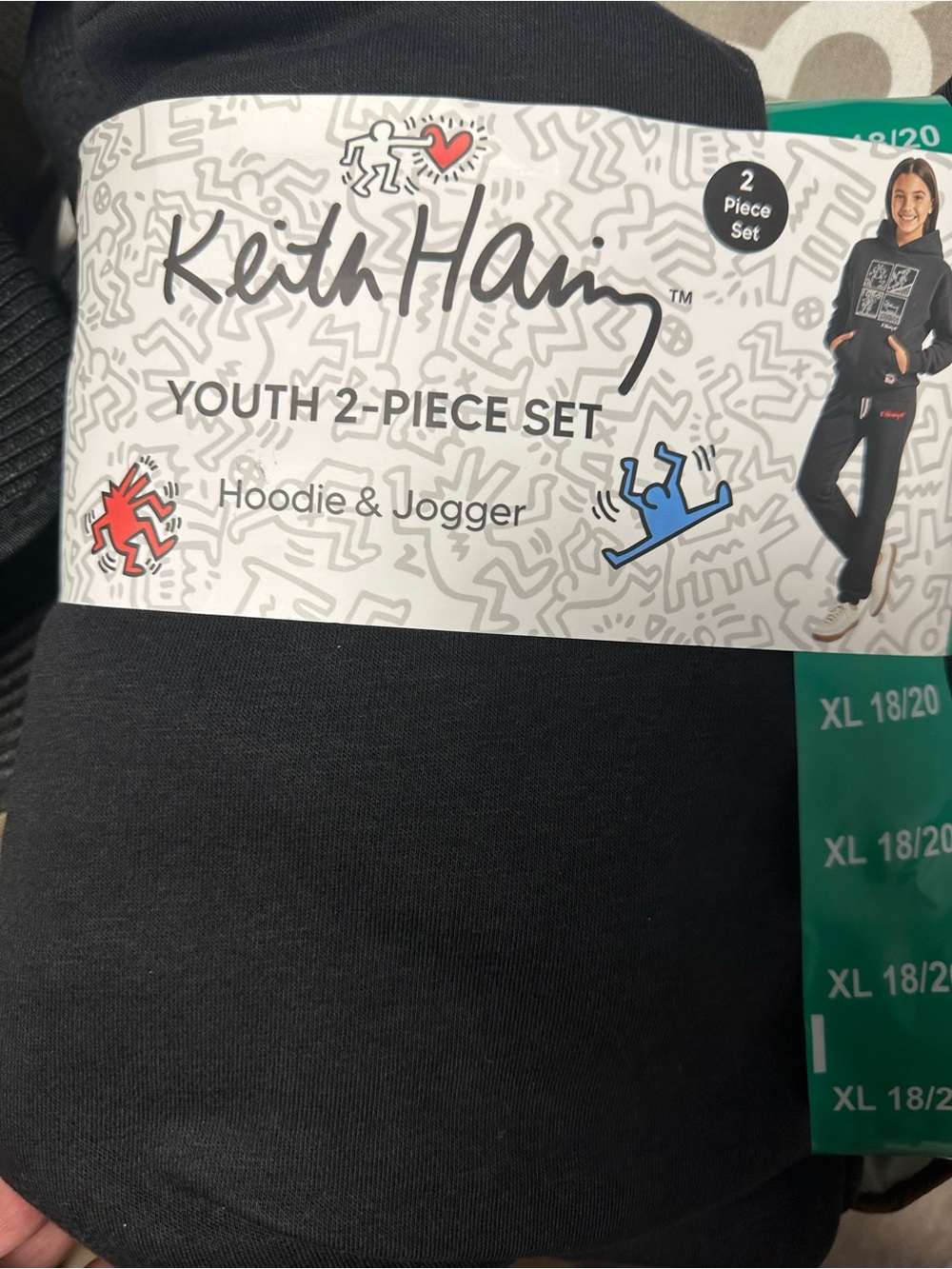 Keith Haring Youth Black Hoodie & Jogger Set boys or girls